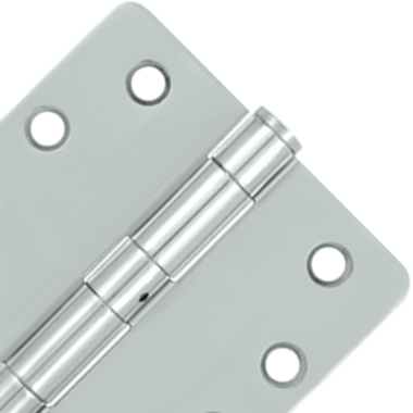 4 Inch x 4 Inch Non-Removable Pin Steel Hinge (1/4 Radius Corner, Chrome Finish)