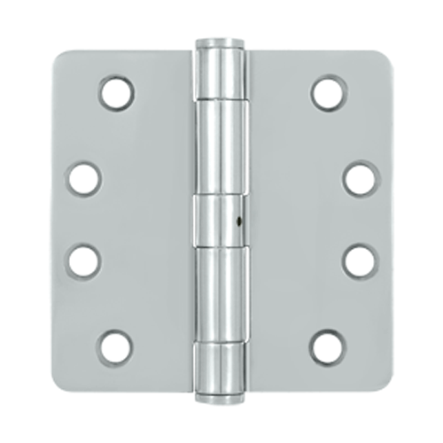 4 Inch x 4 Inch Non-Removable Pin Steel Hinge (1/4 Radius Corner, Chrome Finish)