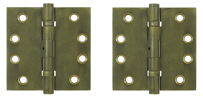 4 Inch X 4 Inch Solid Brass Hinge Interchangeable Finials (Square Corner, Bronze Medium Finish)