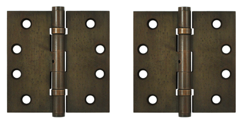4 Inch X 4 Inch Solid Brass Hinge Interchangeable Finials (Square Corner, Bronze Rust Finish)
