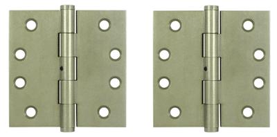 4 Inch X 4 Inch Solid Brass Hinge Interchangeable Finials (Square Corner, White Bronze Light Finish)