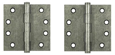 4 Inch X 4 Inch Solid Brass Hinge Interchangeable Finials (Square Corner, White Bronze Medium Finish)