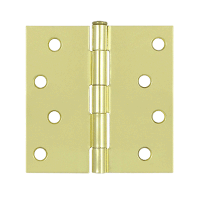 4 Inch x 4 Inch Square Corner Steel Hinge (Polished Brass Finish)
