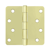 4 Inch x 4 Inch Steel Hinge (1/4 Radius Corner, Polished/Brushed Brass Finish)
