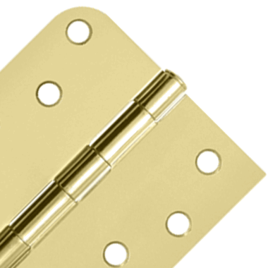 4 Inch x 4 Inch Steel Hinge (5/8 Radius x Square Corner, Polished/Brushed Brass Finish)