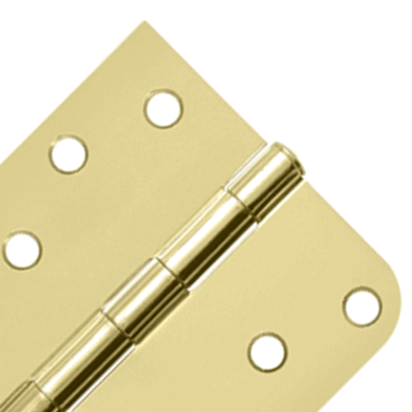 4 Inch x 4 Inch Steel Hinge (5/8 Radius x Square Corner, Polished/Brushed Brass Finish)