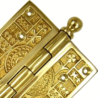 4 x 4 Inch Ball Tipped Victorian Solid Brass Hinge (Polished Brass)