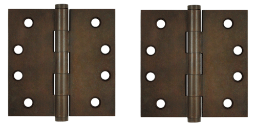 4 X 4 Inch Solid Brass Hinge Interchangeable Finials (Square Corner, Bronze Rust Finish)