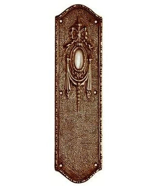 11 Inch Ribbon & Bow Solid Brass Push Plate (Antique Brass Finish)