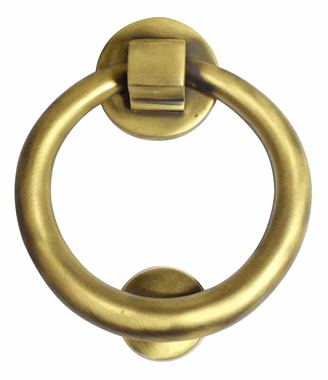 5 1/2 Inch (3 1/2 Inch c-c) Solid Brass Traditional Ring Door Knocker (Antique Brass Finish)