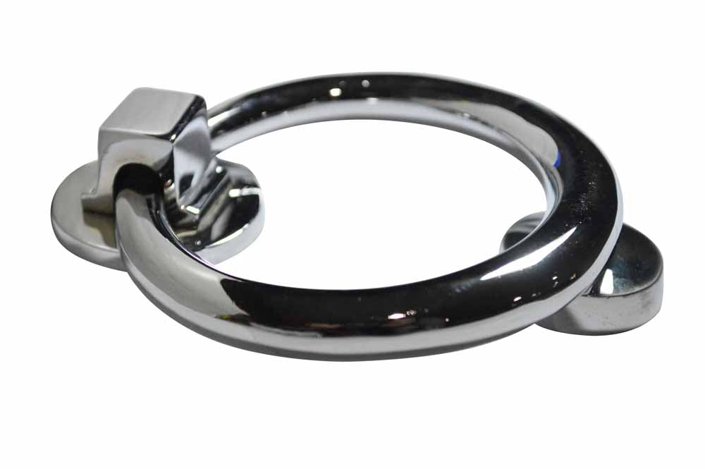 5 1/2 Inch (3 1/2 Inch c-c) Solid Brass Traditional Ring Door Knocker (Polished Chrome Finish)