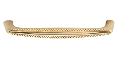5 1/2 Inch Overall (5 Inch c-c) Solid Brass Georgian Roped Style Pull (Lacquered Brass Finish)