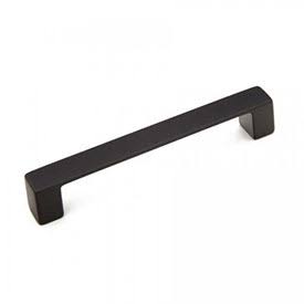 SCHAUB 5 3/8 Inch (5 Inch c-c) Classico Smooth Cabinet Pull (Matte Black Finish)