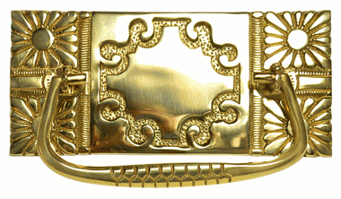 5 Inch Art Nouveau Bail Pull Plate (Polished Brass Finish)