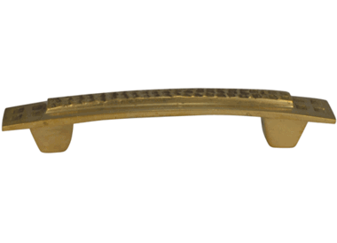 5 Inch Overall (3 1/2 Inch c-c) Solid Brass Craftsman Hammered Drawer Pull (Lacquered Brass Finish)
