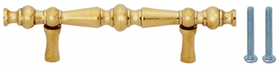 5 Inch Overall (3 Inch c-c) Solid Brass Victorian Pull (Lacquered Brass Finish)