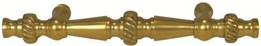 5 Inch Overall (3 Inch c-c) Solid Brass Georgian Roped Style Pull (Polished Brass Finish)