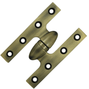 5 Inch x 3 1/4 Inch Solid Brass Olive Knuckle Hinge (Antique Brass Finish)