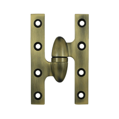 5 Inch x 3 1/4 Inch Solid Brass Olive Knuckle Hinge (Antique Brass)