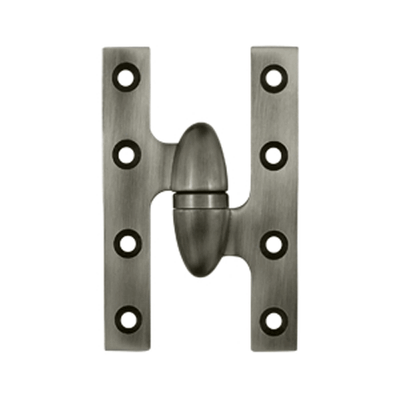 5 Inch x 3 1/4 Inch Solid Brass Olive Knuckle Hinge (Antique Nickel)
