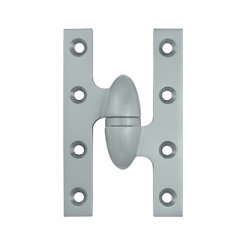 DELTANA 5 Inch x 3 1/4 Inch Solid Brass Olive Knuckle Hinge (Brushed Chrome)