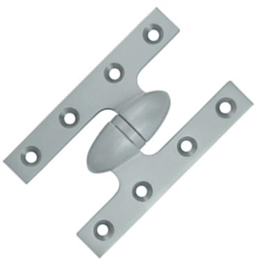5 Inch x 3 1/4 Inch Solid Brass Olive Knuckle Hinge (Brushed Chrome)