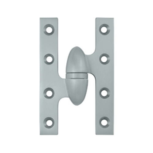 DELTANA 5 Inch x 3 1/4 Inch Solid Brass Olive Knuckle Hinge (Brushed Chrome Finish)