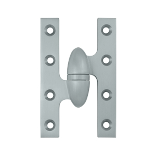 5 Inch x 3 1/4 Inch Solid Brass Olive Knuckle Hinge (Brushed Chrome Finish)