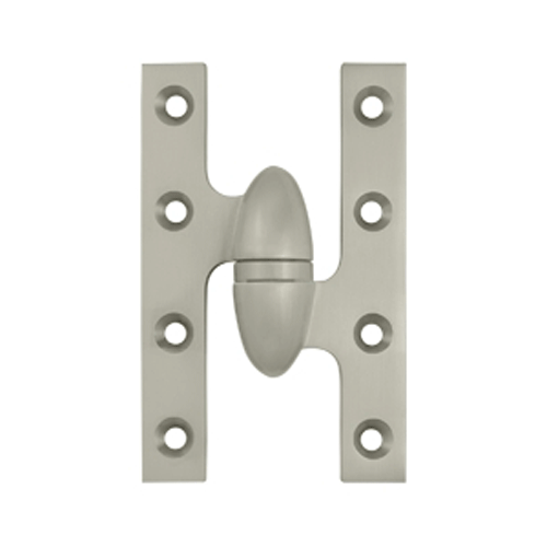 5 Inch x 3 1/4 Inch Solid Brass Olive Knuckle Hinge (Brushed Nickel Finish)