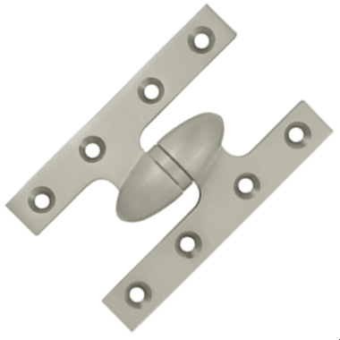 DELTANA 5 Inch x 3 1/4 Inch Solid Brass Olive Knuckle Hinge (Brushed Nickel Finish)