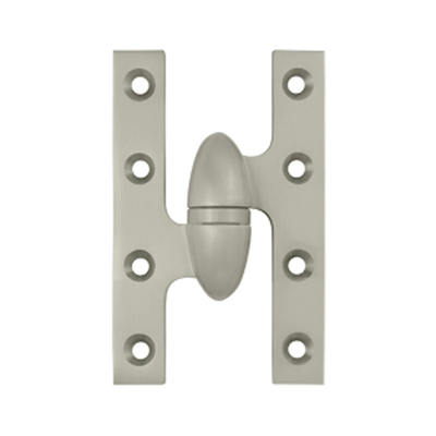5 Inch x 3 1/4 Inch Solid Brass Olive Knuckle Hinge (Brushed Nickel Finish)