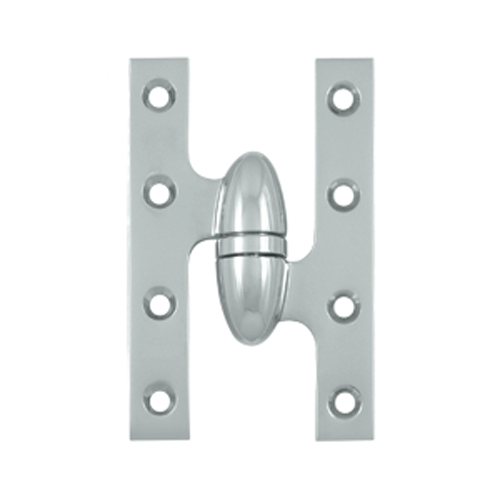 5 Inch x 3 1/4 Inch Solid Brass Olive Knuckle Hinge (Chrome Finish) DELTANA