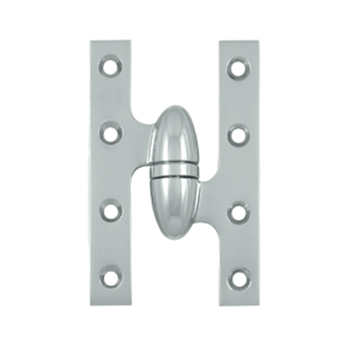 5 Inch x 3 1/4 Inch Solid Brass Olive Knuckle Hinge (Chrome Finish)
