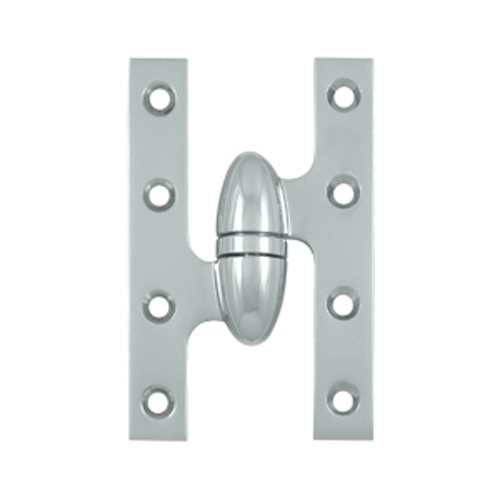 5 Inch x 3 1/4 Inch Solid Brass Olive Knuckle Hinge (Chrome Finish)