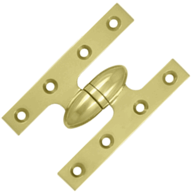 DELTANA 5 Inch x 3 1/4 Inch Solid Brass Olive Knuckle Hinge (Polished Brass Finish)