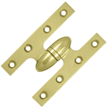 5 Inch x 3 1/4 Inch Solid Brass Olive Knuckle Hinge (Polished Brass Finish)