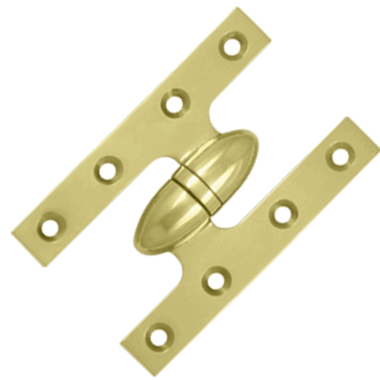 5 Inch x 3 1/4 Inch Solid Brass Olive Knuckle Hinge (Polished Brass Finish)