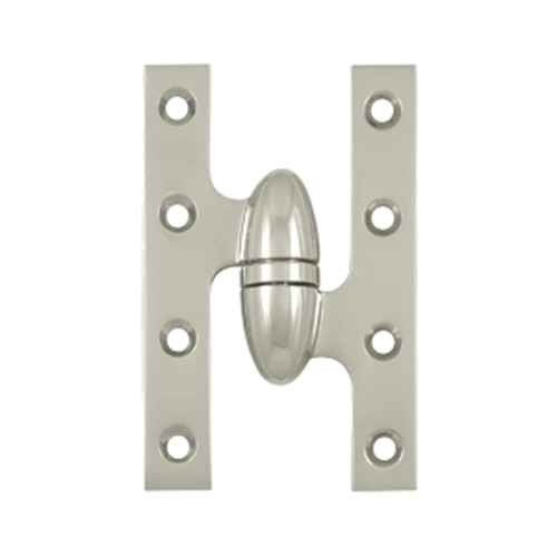 DELTANA 5 Inch x 3 1/4 Inch Solid Brass Olive Knuckle Hinge (Polished Nickel Finish)