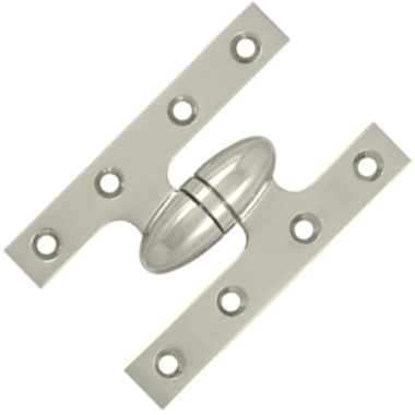 5 Inch x 3 1/4 Inch Solid Brass Olive Knuckle Hinge (Polished Nickel Finish)