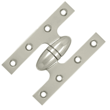 5 Inch x 3 1/4 Inch Solid Brass Olive Knuckle Hinge (Polished Nickel Finish)