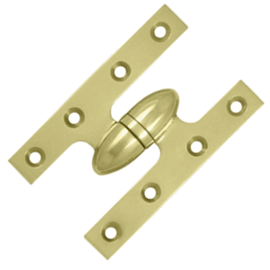 DELTANA 5 Inch x 3 1/4 Inch Solid Brass Olive Knuckle Hinge (Unlacquered Brass Finish)