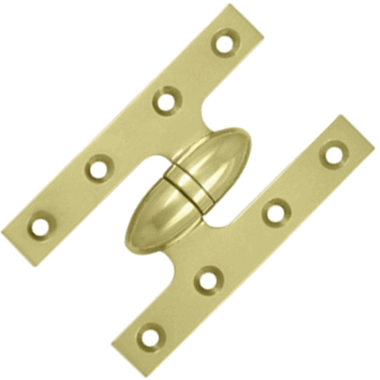 DELTANA 5 Inch x 3 1/4 Inch Solid Brass Olive Knuckle Hinge (Unlacquered Brass Finish)