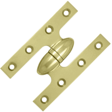 5 Inch x 3 1/4 Inch Solid Brass Olive Knuckle Hinge (Unlacquered Brass Finish)