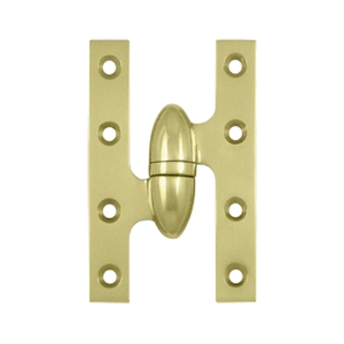 DELTANA 5 Inch x 3 1/4 Inch Solid Brass Olive Knuckle Hinge (Unlacquered Brass Finish)