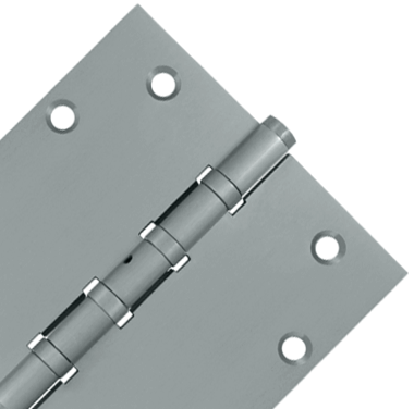 5 Inch X 5 Inch Solid Brass Non-Removable Pin Square Hinge (Brushed Chrome Finish)