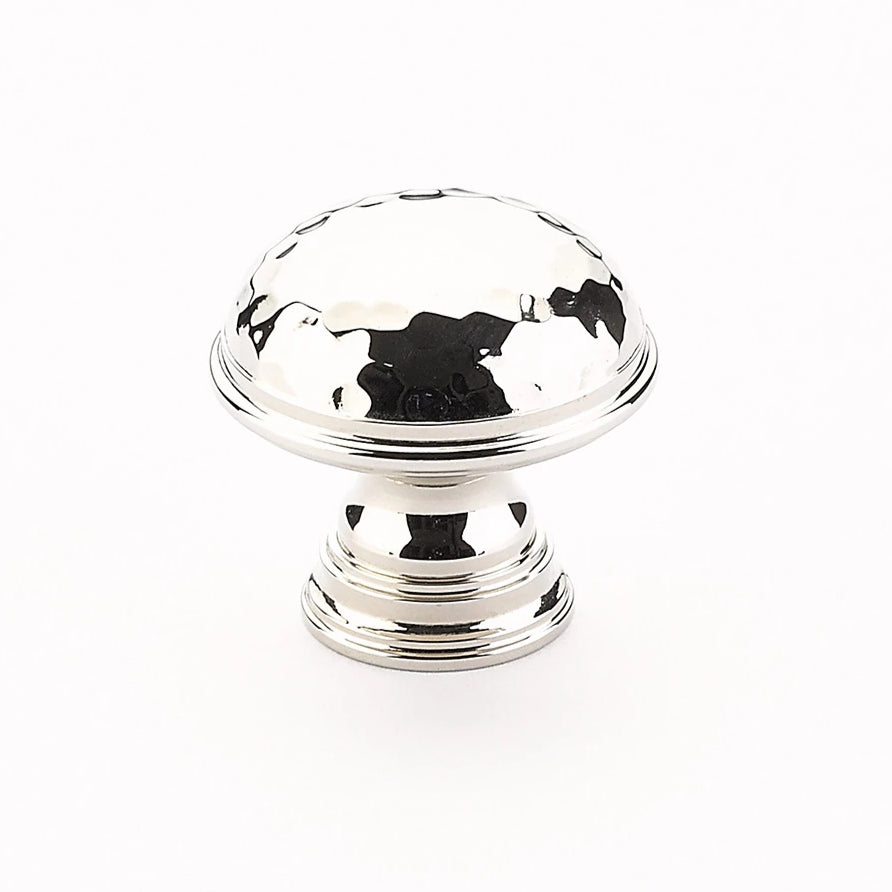 SCHAUB 1 1/4 Inch Atherton Hammered Knob with Plain Edges (Polished Nickel Finish)