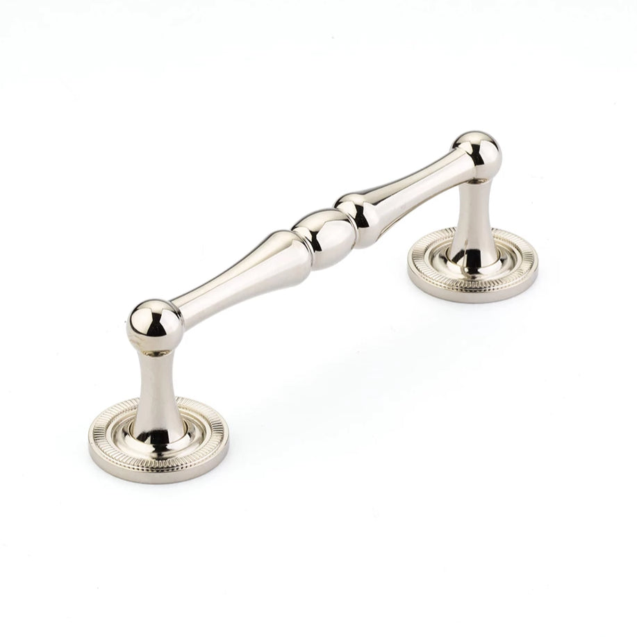 SCHAUB 4 1/2 Inch (4 Inch c-c) Atherton Pull with Knurled Footplates (Polished Nickel Finish)