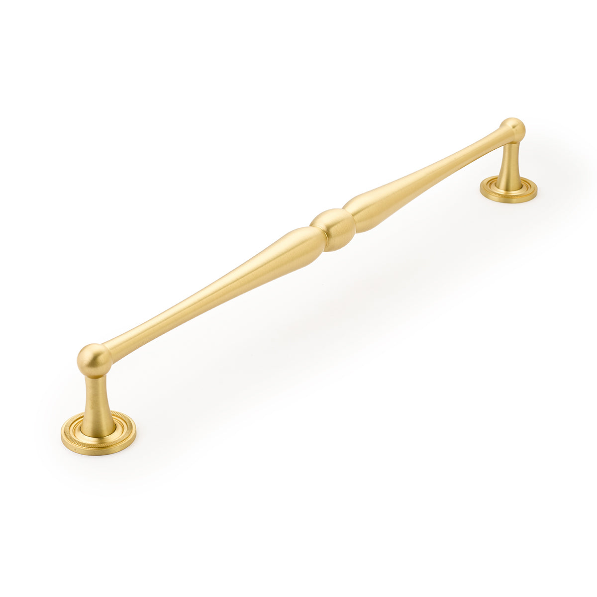 15 3/4 Inch (15 Inch c-c) Atherton Appliance Pull with Knurled Footplates (Satin Brass Finish)