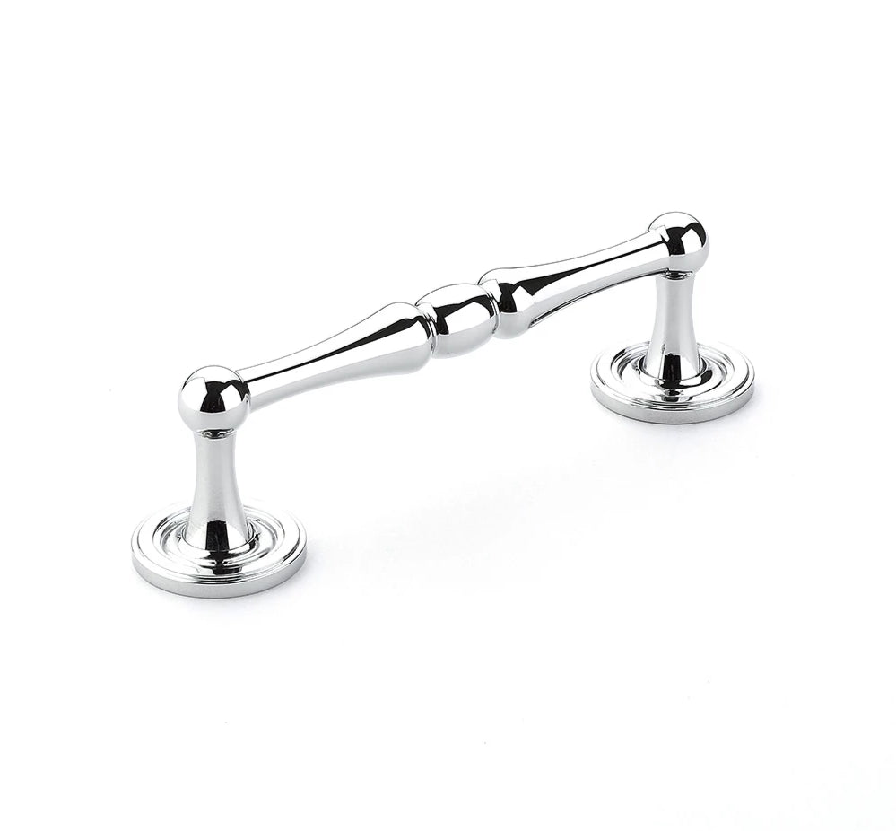 4 1/2 Inch (4 Inch c-c) Atherton Pull with Plain Footplates (Polished Chrome Finish)