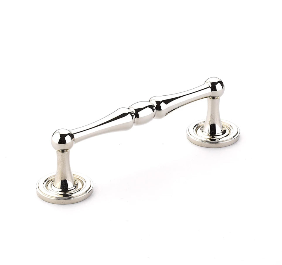 4 1/2 Inch (4 Inch c-c) Atherton Pull with Plain Footplates (Polished Nickel Finish)
